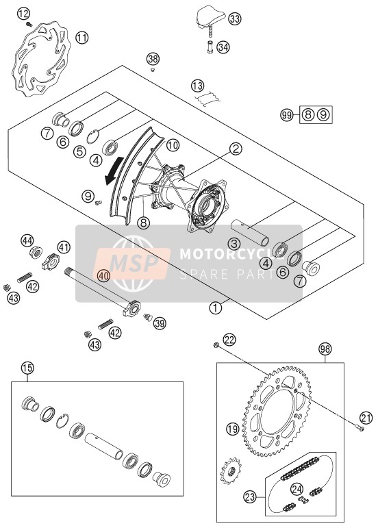 KTM 250 XC EU, US 2012 Hinterrad für ein 2012 KTM 250 XC EU, US