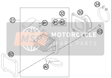KTM 250 XC EU, US 2012 Reed Valve Case for a 2012 KTM 250 XC EU, US