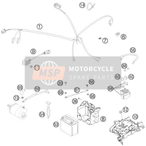 KTM 250 XC EU, US 2012 Wiring Harness for a 2012 KTM 250 XC EU, US