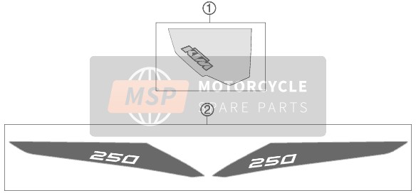 KTM 250 XC EU, US 2013 Aufkleber für ein 2013 KTM 250 XC EU, US