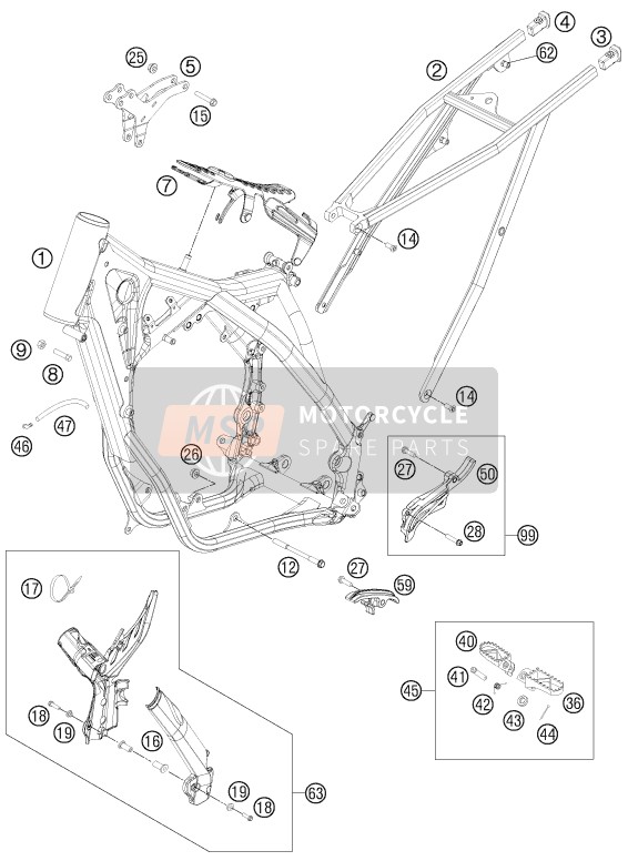 KTM 250 XC EU, US 2013 Frame voor een 2013 KTM 250 XC EU, US