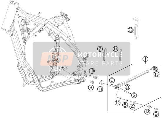 KTM 250 XC EU, US 2014 SEITENSTÄNDER/STÄNDER MITTE für ein 2014 KTM 250 XC EU, US