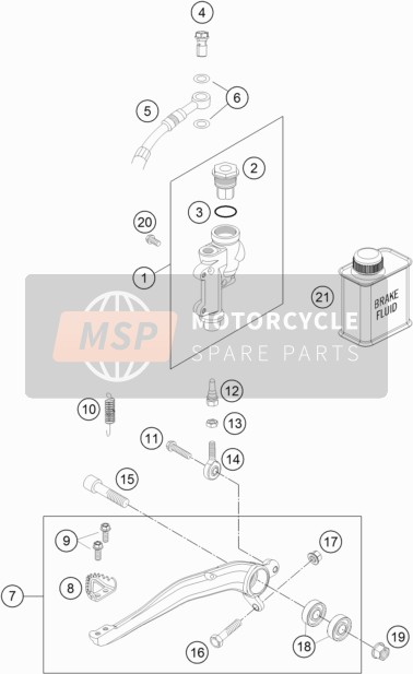 KTM 250 XC EU, US 2016 Rear Brake Control for a 2016 KTM 250 XC EU, US