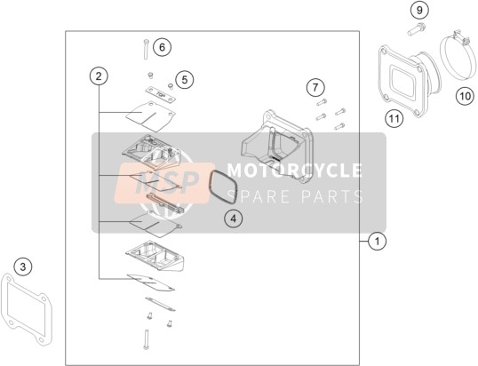 KTM 250 XC EU, US 2016 Caja de válvula de láminas para un 2016 KTM 250 XC EU, US