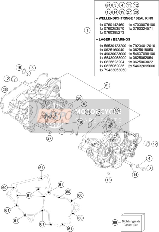 KTM 250 XC USA 2017 Engine Case for a 2017 KTM 250 XC USA
