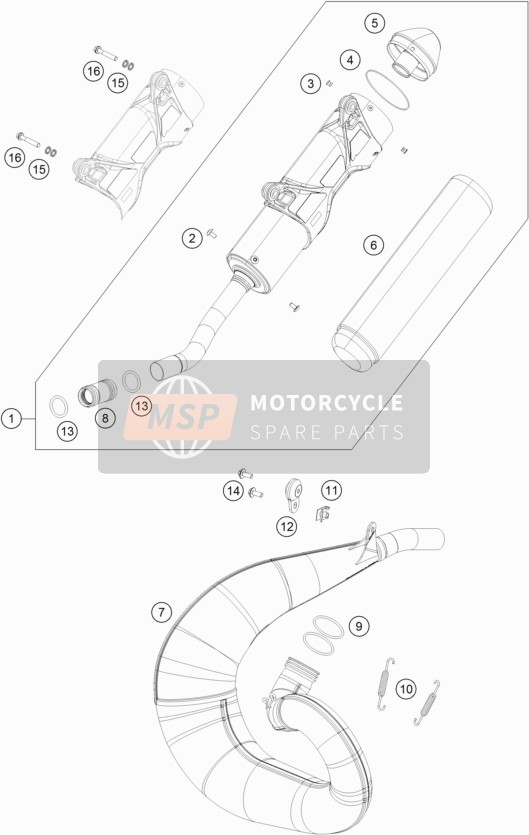 KTM 250 XC USA 2017 Uitlaatsysteem voor een 2017 KTM 250 XC USA