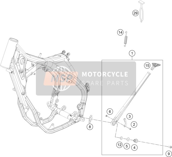 KTM 250 XC USA 2017 SEITENSTÄNDER/STÄNDER MITTE für ein 2017 KTM 250 XC USA