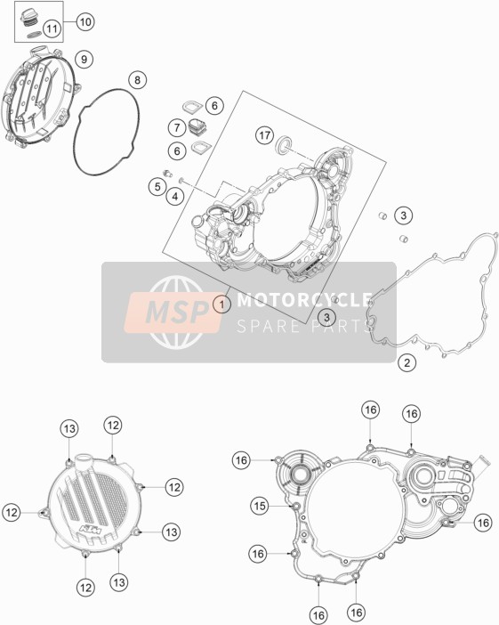 KTM 250 XC USA 2019 Koppelingsdeksel voor een 2019 KTM 250 XC USA