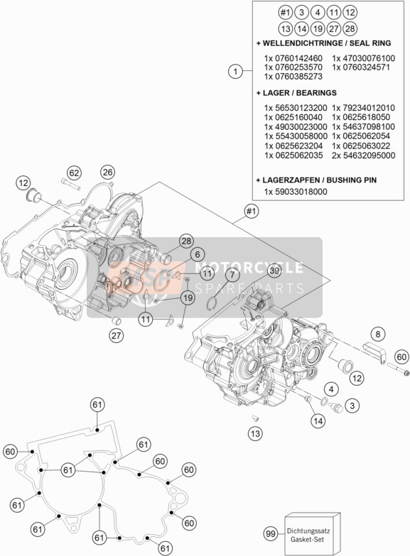 KTM 250 XC USA 2019 MOTORGEHÄUSE für ein 2019 KTM 250 XC USA