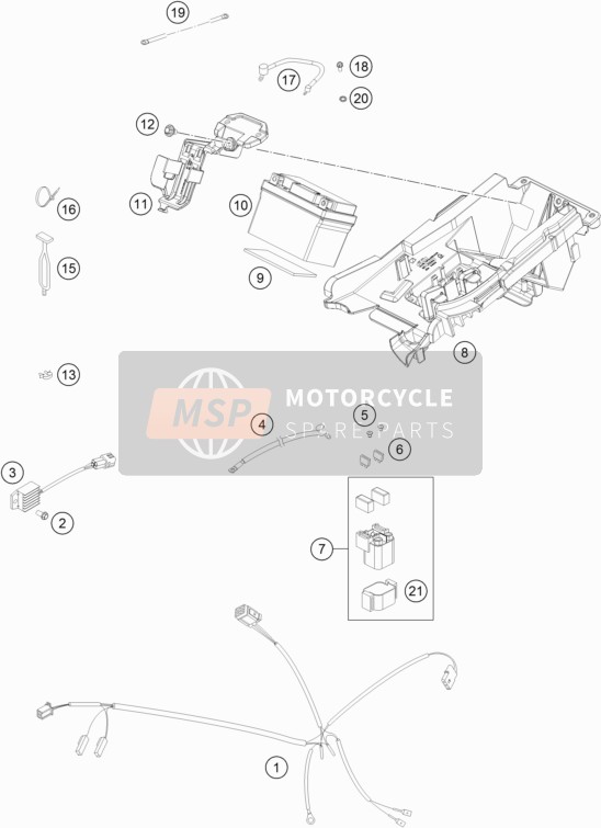 KTM 250 XC USA 2019 Kabelboom voor een 2019 KTM 250 XC USA