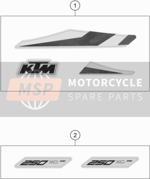 KTM 250 XC TPI USA 2020 Calcomanía para un 2020 KTM 250 XC TPI USA