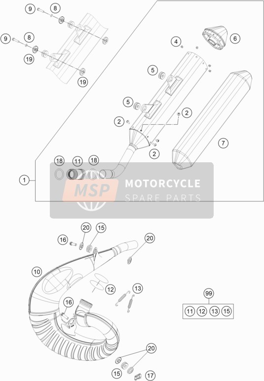 KTM 250 XC TPI USA 2020 Exhaust System for a 2020 KTM 250 XC TPI USA