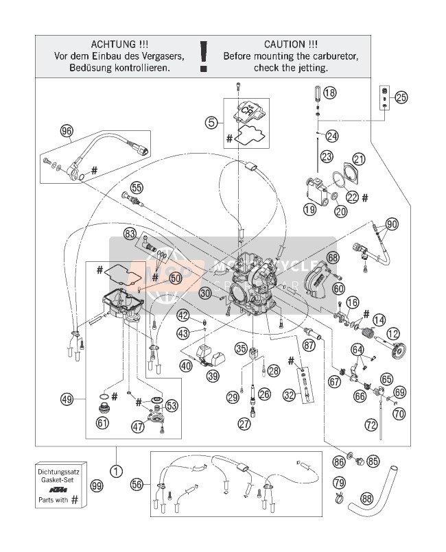 KTM 250 XCF-W USA 2006 VERGASER für ein 2006 KTM 250 XCF-W USA