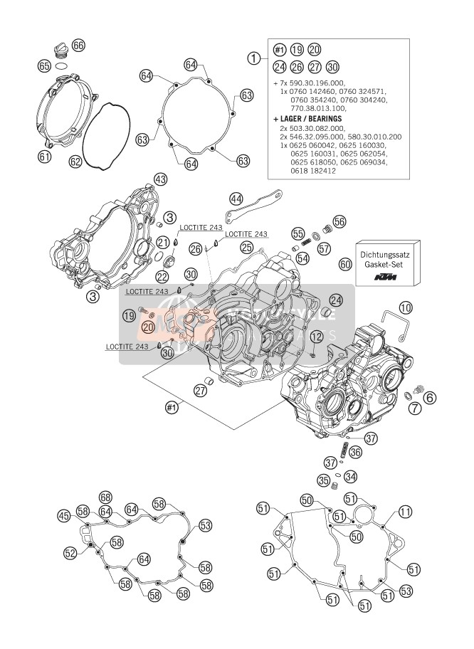 KTM 250 XCF-W USA 2006 Engine Case for a 2006 KTM 250 XCF-W USA