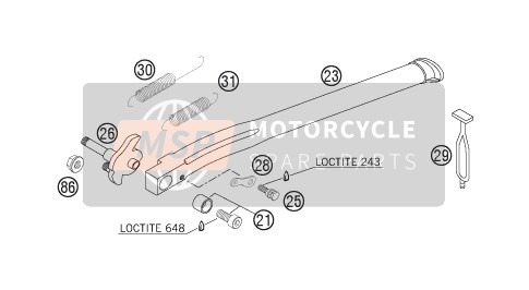 KTM 250 XCF-W USA 2006 Lado / Caballete central para un 2006 KTM 250 XCF-W USA