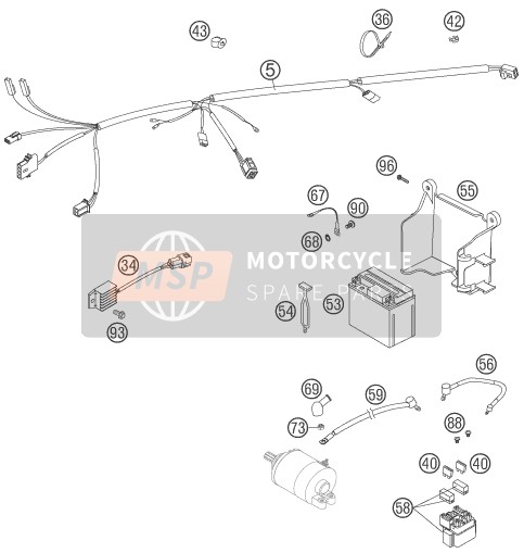 KTM 250 XCF-W USA 2007 Wiring Harness for a 2007 KTM 250 XCF-W USA