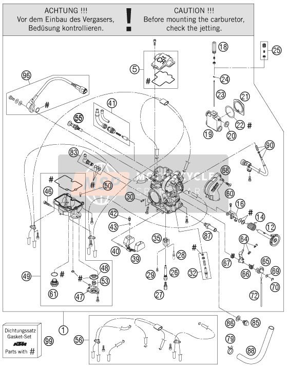 KTM 250 XCF-W South Africa 2008 Carburatore per un 2008 KTM 250 XCF-W South Africa