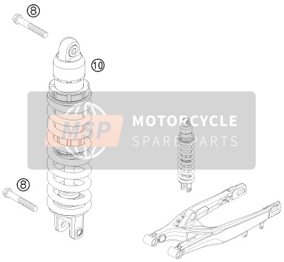 KTM 250 XCF-W South Africa 2008 Shock Absorber for a 2008 KTM 250 XCF-W South Africa