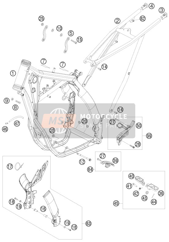 KTM 250 XCF-W South Africa 2009 Frame for a 2009 KTM 250 XCF-W South Africa