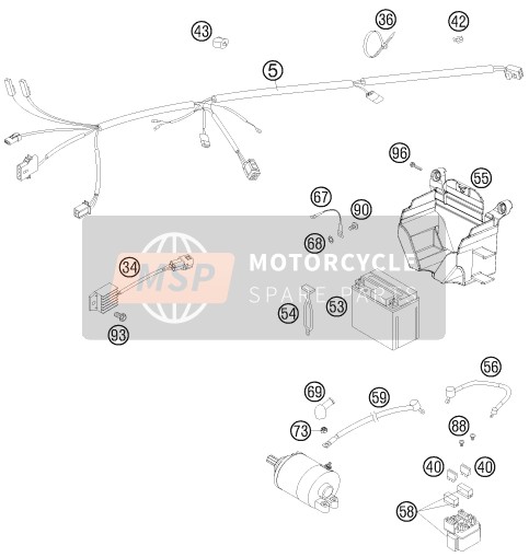 KTM 250 XCF-W South Africa 2010 Wiring Harness for a 2010 KTM 250 XCF-W South Africa