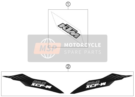KTM 250 XCF-W USA 2012 Sticker voor een 2012 KTM 250 XCF-W USA