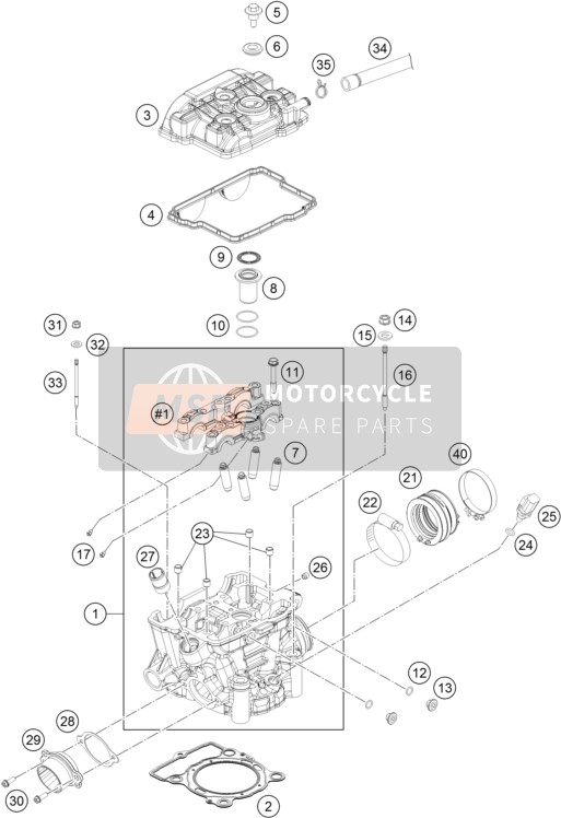 KTM 250 XCF-W USA 2014 Cilinderkop voor een 2014 KTM 250 XCF-W USA