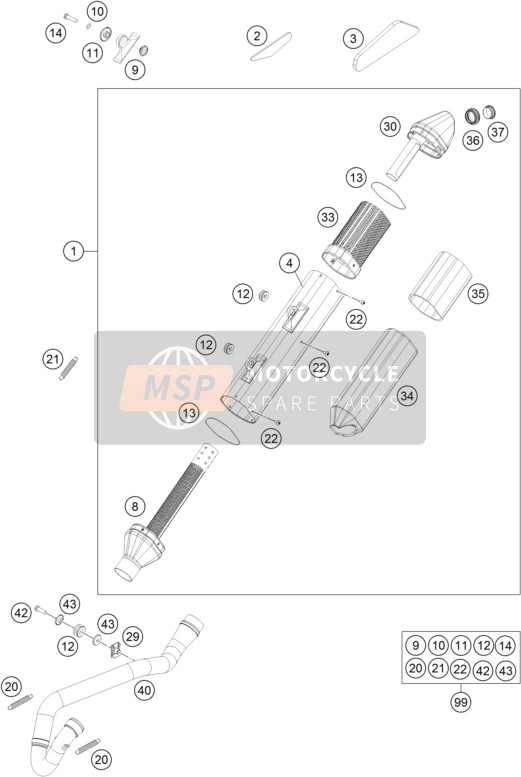 KTM 250 XCF-W USA 2014 Exhaust System for a 2014 KTM 250 XCF-W USA