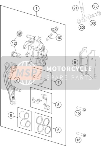 KTM 250 XCF-W USA 2014 Remklauw voor voor een 2014 KTM 250 XCF-W USA