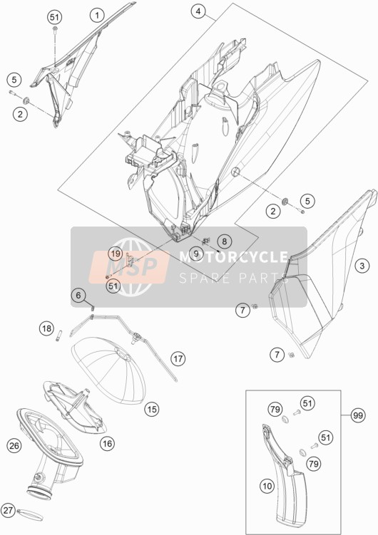 KTM 250 XCF-W USA 2015 Luchtfilter voor een 2015 KTM 250 XCF-W USA