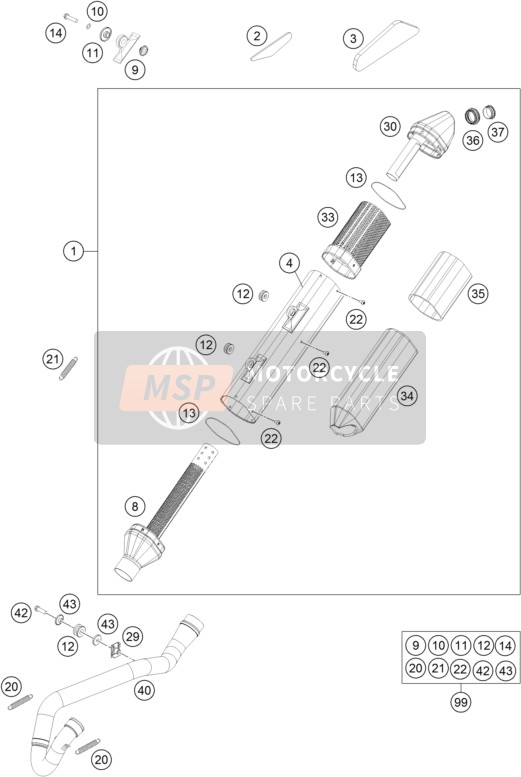 KTM 250 XCF-W USA 2015 Système d'échappement pour un 2015 KTM 250 XCF-W USA