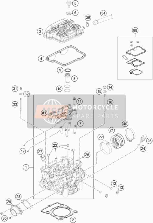 KTM 250 XCF-W USA 2016 Cilinderkop voor een 2016 KTM 250 XCF-W USA
