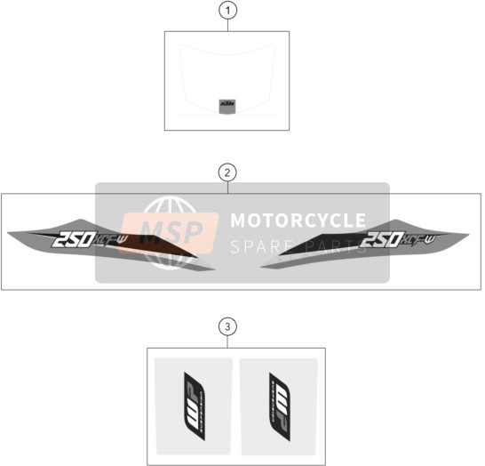 KTM 250 XCF-W USA 2016 Decal for a 2016 KTM 250 XCF-W USA