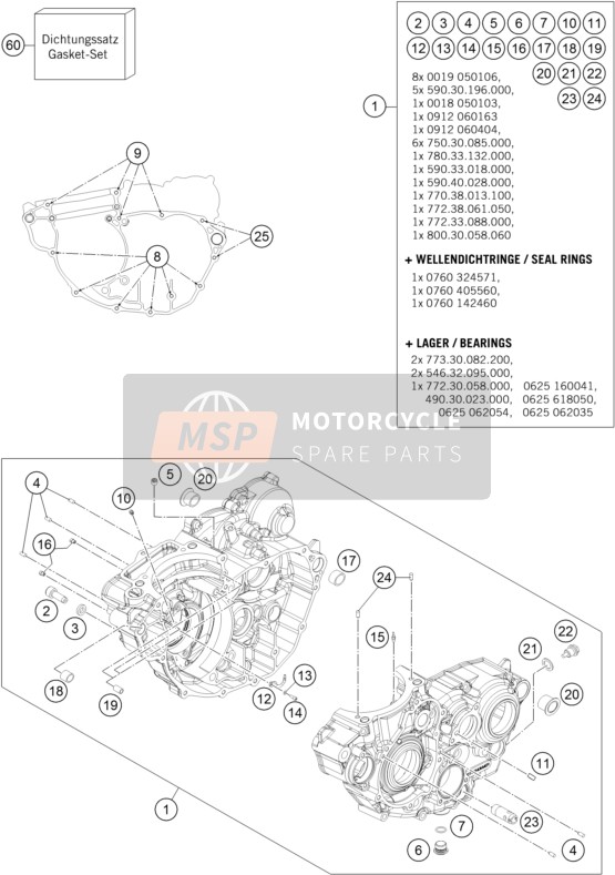 KTM 250 XCF-W USA 2016 Boîtier moteur pour un 2016 KTM 250 XCF-W USA