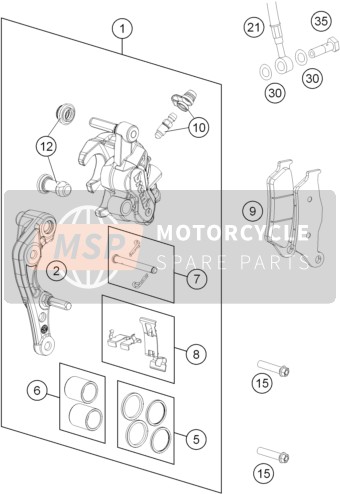 KTM 250 XCF-W USA 2016 Pinza de freno delantero para un 2016 KTM 250 XCF-W USA