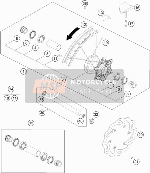 KTM 250 XCF-W USA 2016 Vorderrad für ein 2016 KTM 250 XCF-W USA