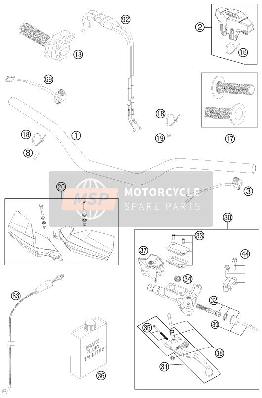 KTM 250 XCF-W SIX DAYS USA 2011 Lenker - Steuerungen für ein 2011 KTM 250 XCF-W SIX DAYS USA