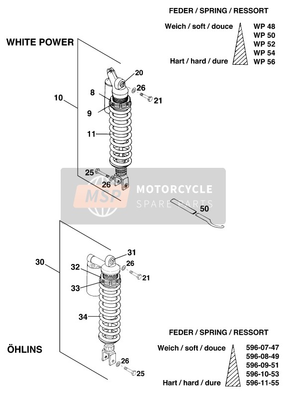 KTM 300 E-GS WP Europe 1995 Shock Absorber for a 1995 KTM 300 E-GS WP Europe