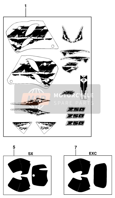 KTM 300 E-XC MARZ/OHL Europe 1995 Decal for a 1995 KTM 300 E-XC MARZ/OHL Europe