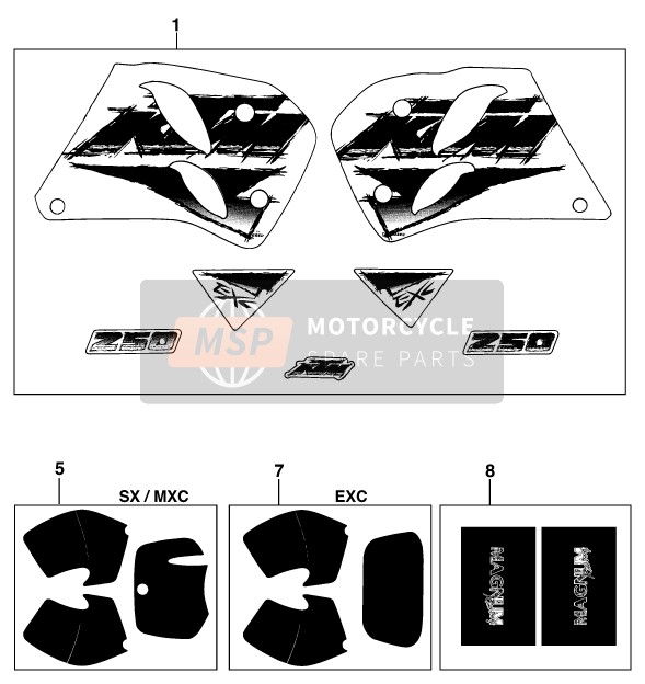 KTM 300 EGS M/O 12KW Europe (2) 1996 Sticker voor een 1996 KTM 300 EGS M/O 12KW Europe (2)