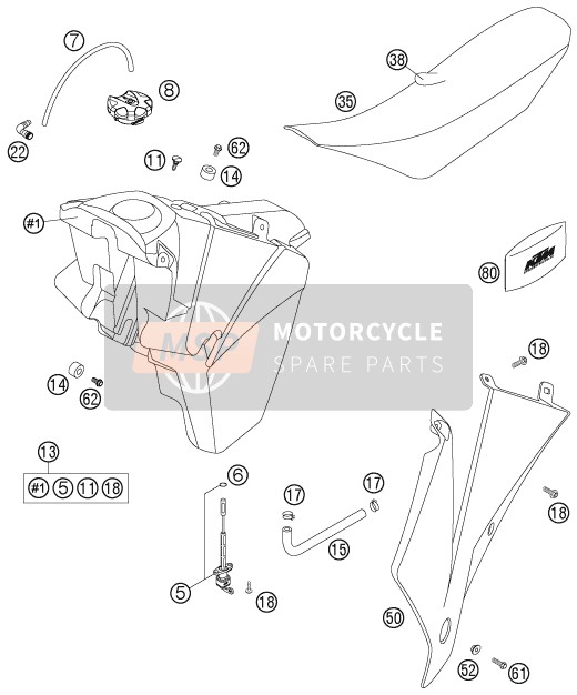 KTM 300 EXC-E Australia 2007 TANK, SITZ für ein 2007 KTM 300 EXC-E Australia