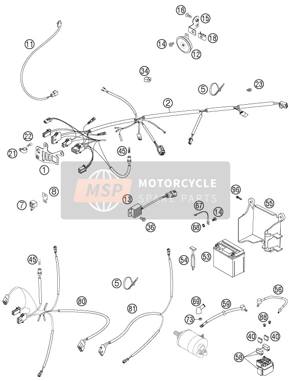 KTM 300 EXC-E Australia 2007 Wiring Harness for a 2007 KTM 300 EXC-E Australia