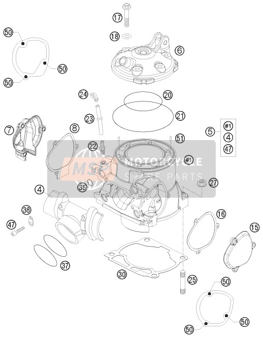 KTM 300 EXC-E Europe 2008 Cilindro, Cabeza de cilindro para un 2008 KTM 300 EXC-E Europe