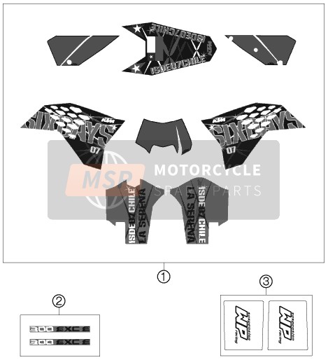 KTM 300 EXC-E SIX-DAYS Europe 2008 Decal for a 2008 KTM 300 EXC-E SIX-DAYS Europe