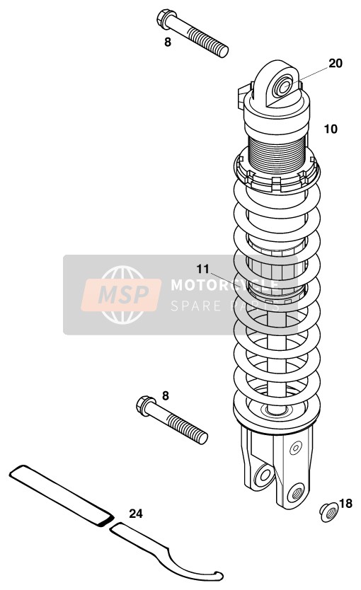 KTM 300 EXC 12lt USA 1998 Shock Absorber for a 1998 KTM 300 EXC 12lt USA