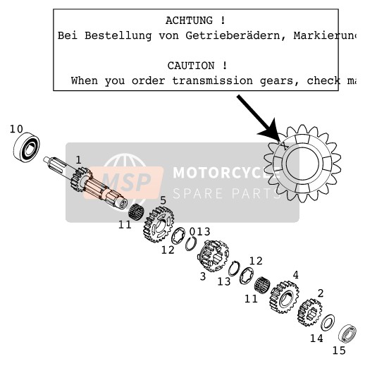 KTM 300 EXC Europe 2001 Transmission I - Main Shaft for a 2001 KTM 300 EXC Europe