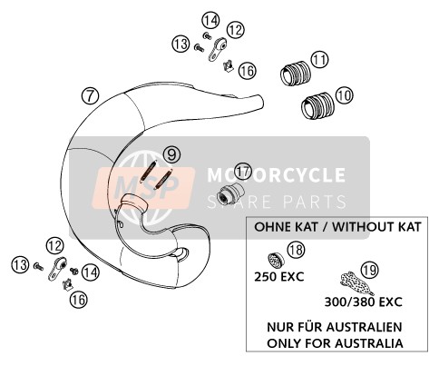 KTM 300 EXC Australia 2002 Système d'échappement pour un 2002 KTM 300 EXC Australia