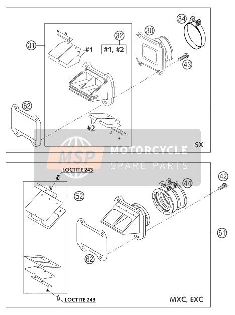 KTM 300 EXC Australia 2004 Reed Valve Case for a 2004 KTM 300 EXC Australia