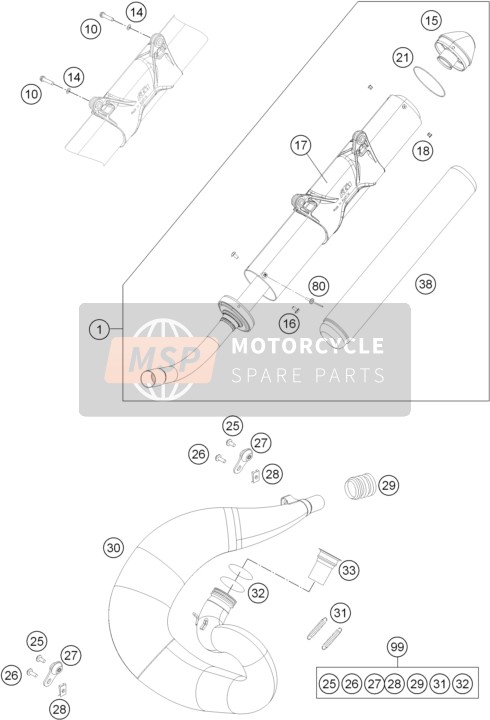 KTM 300 EXC Europe 2011 Système d'échappement pour un 2011 KTM 300 EXC Europe