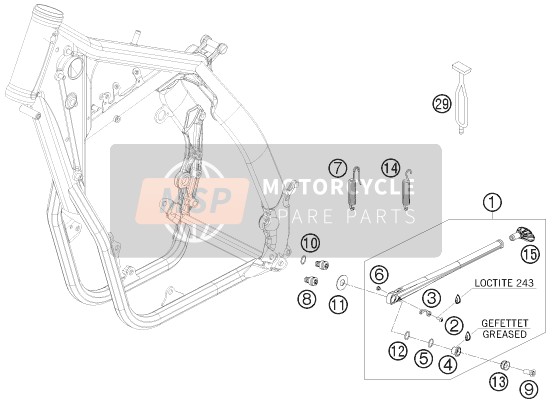 KTM 300 EXC Europe 2011 SEITENSTÄNDER/STÄNDER MITTE für ein 2011 KTM 300 EXC Europe