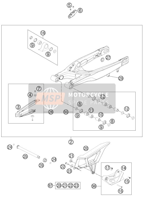 KTM 300 EXC Australia 2011 Swing Arm for a 2011 KTM 300 EXC Australia